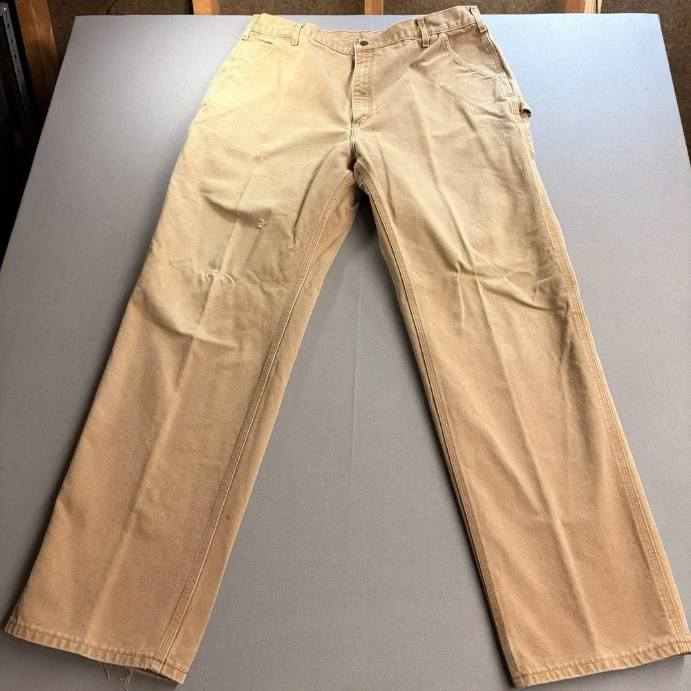 Vintage Carhartt B11 Men’s 38x32 Brown Duck Carpenter Pants USA Distressed